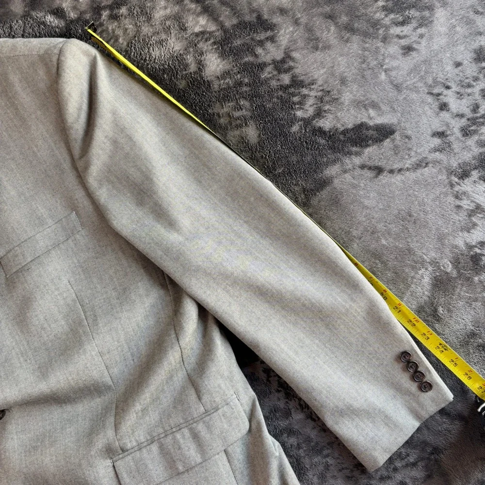 Lauren‎ Ralph Lauren Mens 46L Light Gray Two Button Blazer Macy's Paisley Lining